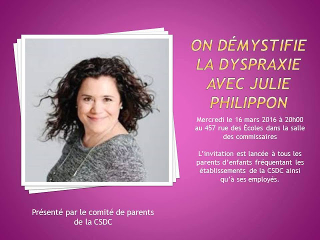 Démystifier la dyspraxie! #conférence Julie Philippon