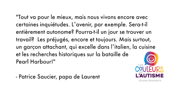 Autisme, la couleur de Laurent #30couleurs Julie Philippon Mamanbooh